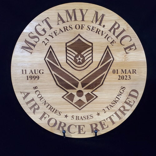 U.S Air Force Retirement Laser Engraved Display Etsy
