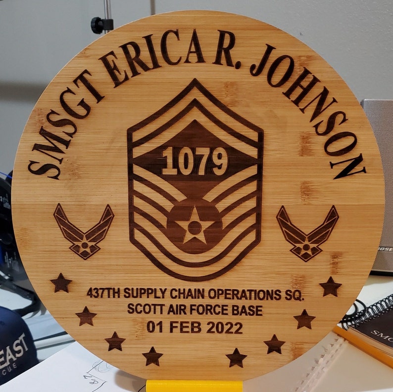 U.S Air Force Smsgt Promotion Laser Engraved Display Etsy