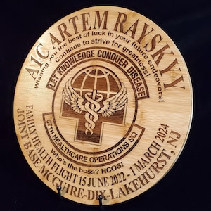 Personalized Military Going Away/Presentation Plaque Large Unit Emblem