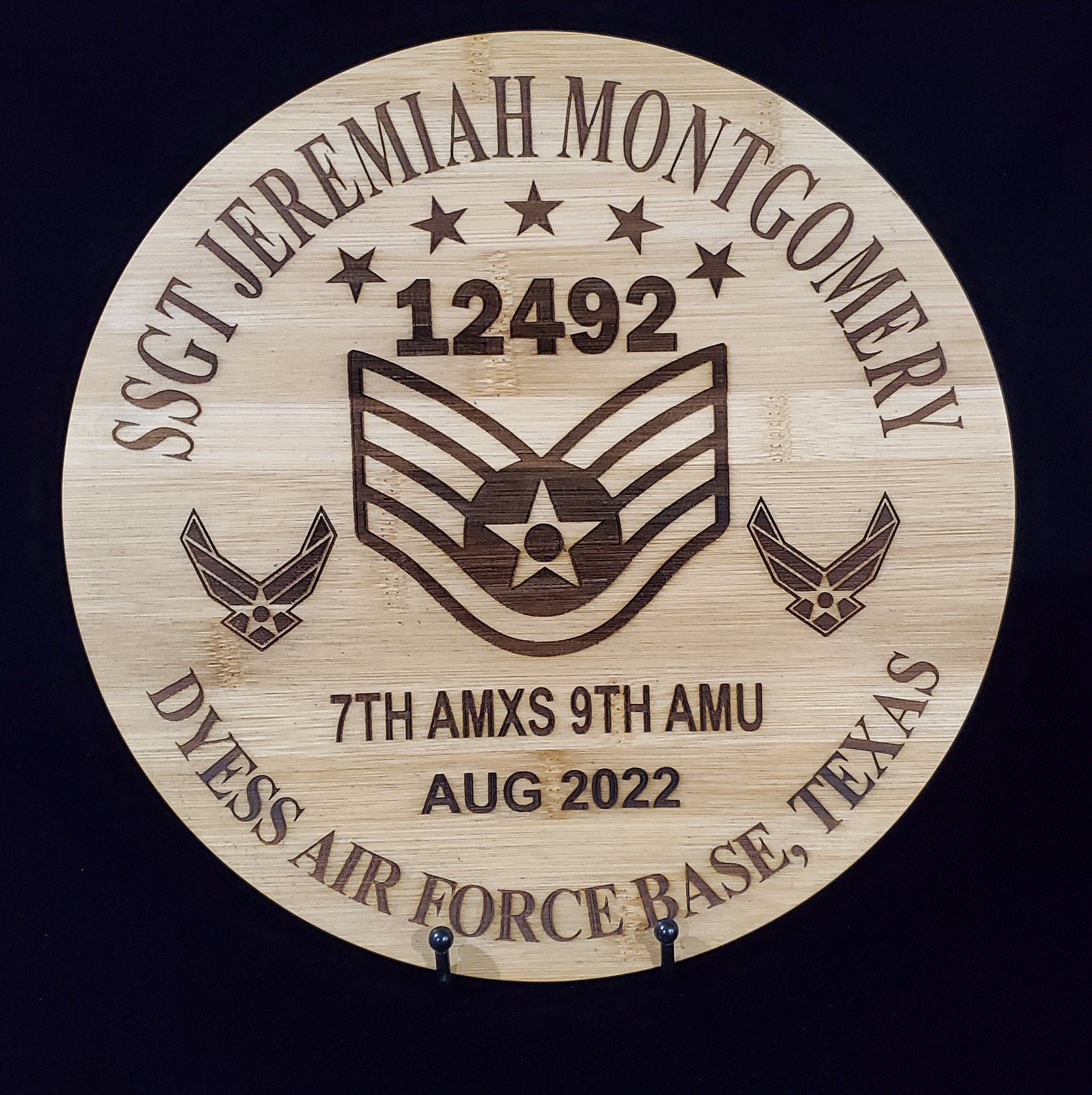 U S Air Force Ssgt Promotion Laser Engraved Display Etsy