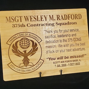 Personalized 9x12 Military Going Away/Presentation Plaque