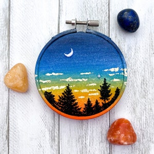 3” Venus Rising Modern Sunset Landscape Embroidery Wall Art Decor