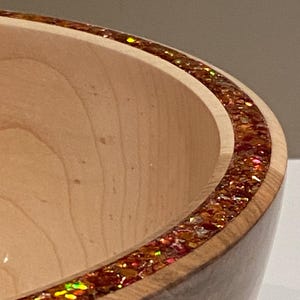 Elegant Maple bowl with Orange epoxy rim.
