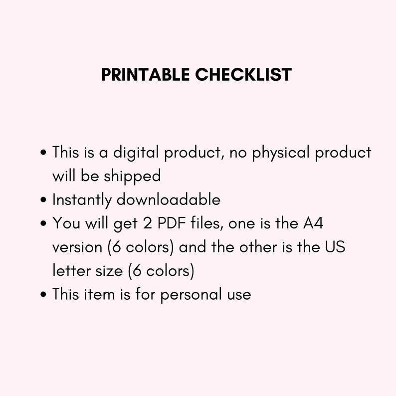 Checklist Sample Color Printable Checklist To-do List Printable Daily Tracker Planner ...