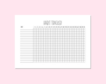 Minimalist Habit Tracker Printable | |Monthly Habit Tracker | Horizontal | Instant download | US letter & A4