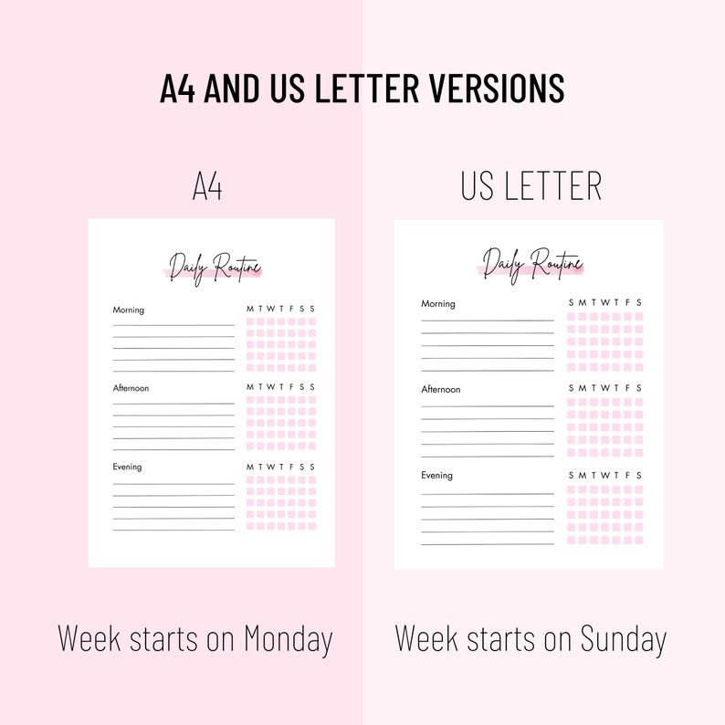 Cute Daily Routine Printable Daily Habit Tracker Morning, Afternoon and ...