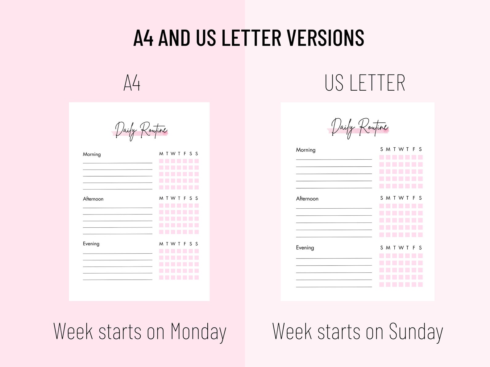 Cute Daily Routine Printable Daily Habit Tracker Morning, Afternoon and ...