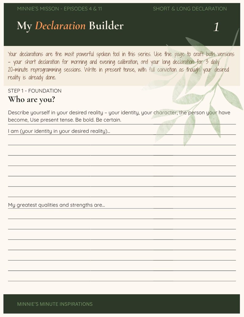 Minnie's Mission Declaration Builder - Etsy