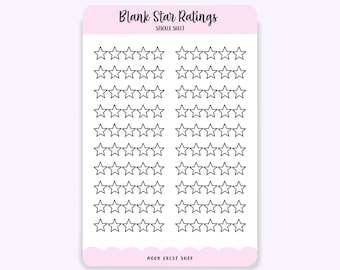 Blank Star Ratings Sticker Sheet | Bookworm, Reading, Review, Bujo, Planner, Journaling, Reader, Notebook, Scrapbook