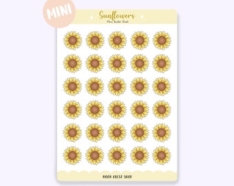 Sonnenblumen Mini Sticker Bogen | Süßes Pastell Bullet Journal, Planer, Notizbuch, Scrapbook
