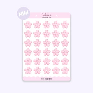 Sakura Kirschblüte Mini Sticker Sheet | Süßes Pastell Bullet Journal, Planer, Notizbuch, Scrapbook