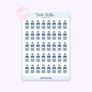 Water Bottles Mini Sticker Sheet | Cute Pastel Bullet Journal, Planner, Notebook, Scrapbook