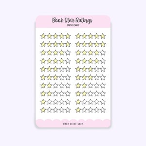 Book Star Ratings Sticker Sheet / Filled Stars, Bookworm, Reading, Review, Bujo, Planner, Journaling, Reader, Notebook, Scrapbook