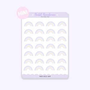 Pastel Rainbows Mini Sticker Sheet / Cute Pastel Bullet Journal, Planner, Notebook, Scrapbook