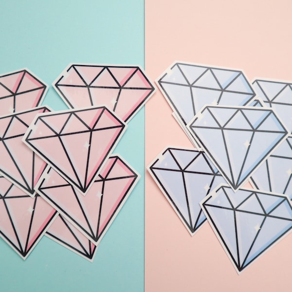 Pink and Blue Diamond Stickers | Waterproof Laminated Vinyl Die Cut Sticker, Laptop Sticker