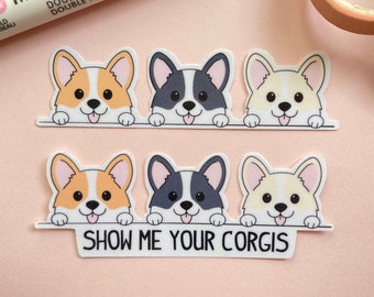 Laat me je Corgis Sticker | Tricolor Corgi Sticker | Waterdichte gelamineerde vinyl gestanste sticker, hond, laptop sticker