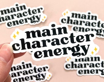 Main Character Energy Vinyl Sticker | Waterproof Laminated Vinyl Die Cut Sticker, Bookish Laptop Sticker