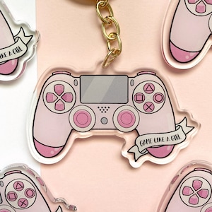 Cute Pink Game Like A Girl Controller Acrylic Charm Keychain | Gaming, Gamer Acrylic Keychain | Kawaii Accessories