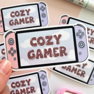 Cute Cozy Gamer Sticker | Waterproof Laminated Vinyl Die Cut Sticker, Laptop Sticker