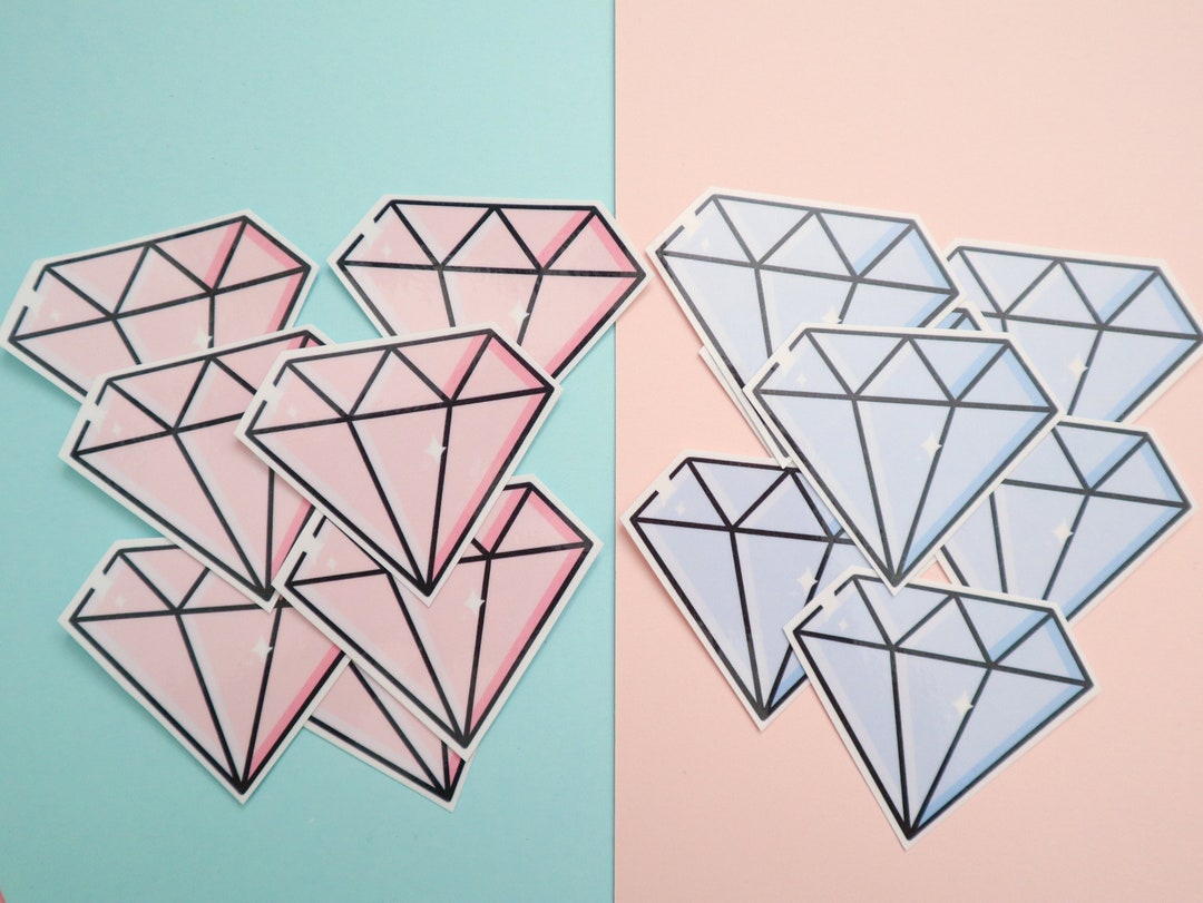 Pink and Blue Diamond Stickers Waterproof Laminated Vinyl Die Cut Sticker,  Laptop Sticker 