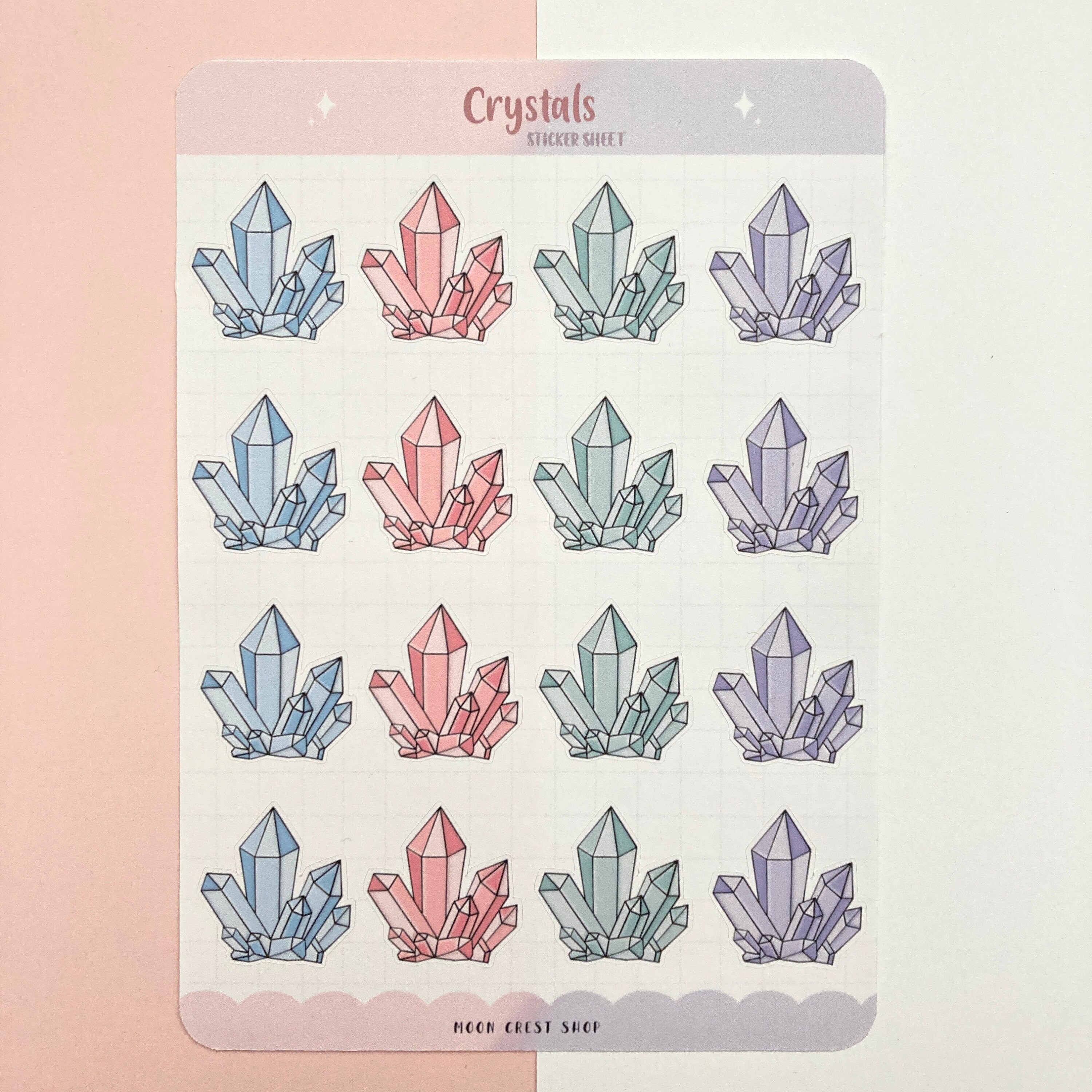Crystal Sticker Sheet Pastel Crystals Sticker Sheet Bullet Journal Planner - Etsy