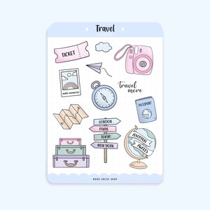 100 Stickers Voyage - Autocollants Imperméables - Pour Valise, Journal, Scrapbooking - Designs Variés Et Uniques