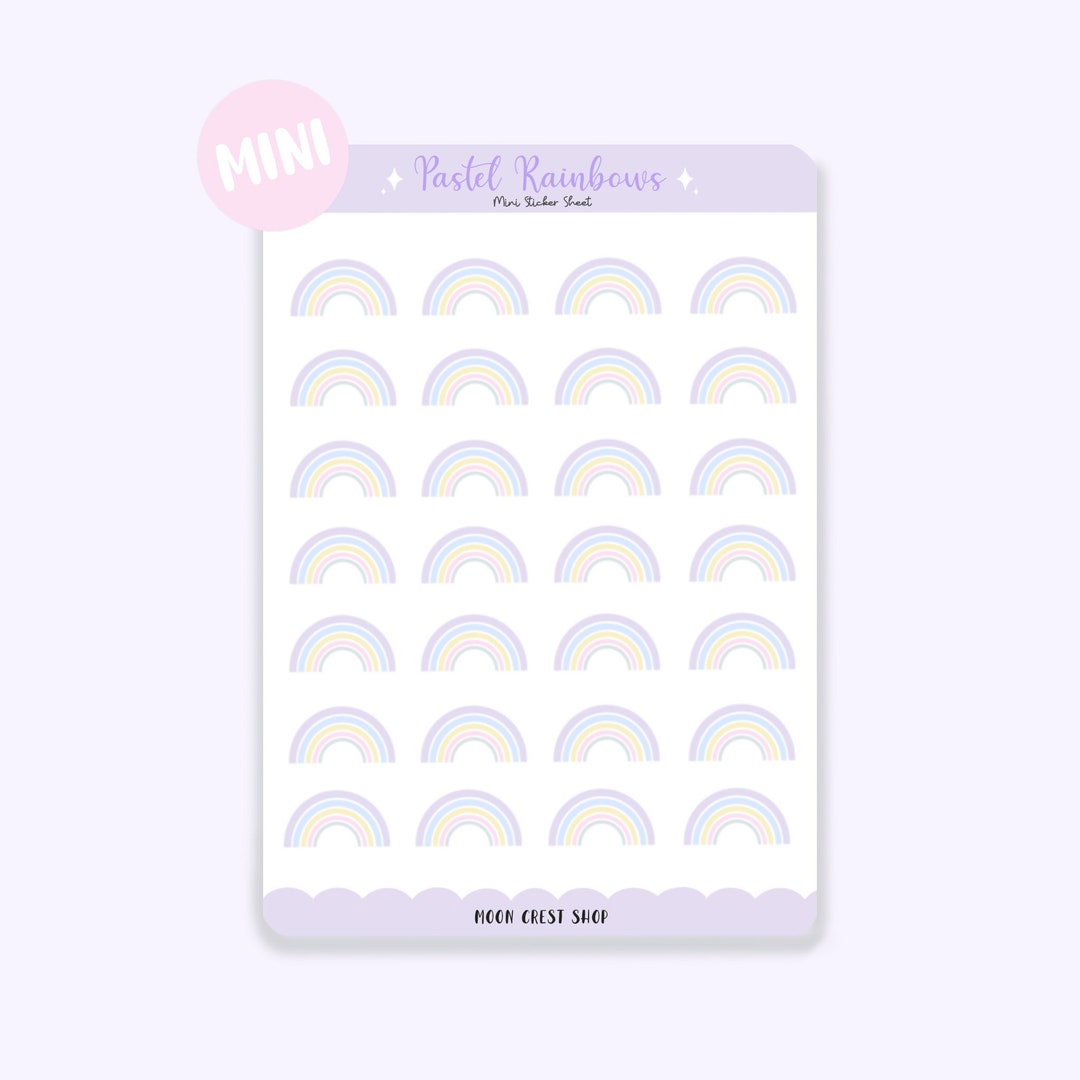 Pastel Rainbows Mini Sticker Sheet | Cute Pastel Bullet Journal ...