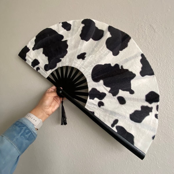 Moo Moo Fan / Large Fan / Rave Accessory / Hand Fan / Clacking Fan / EDM / Festival Fan / Fans to Make Her Dance