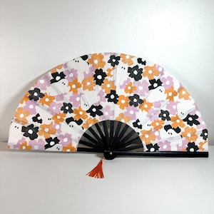 Spooky Floral Fan / Large Fan / Rave Accessories / Hand Fan / Rave Hand Fan / Clacking Fan / EDM / Festival Rave Fan / Rave Fan / Unique Fan
