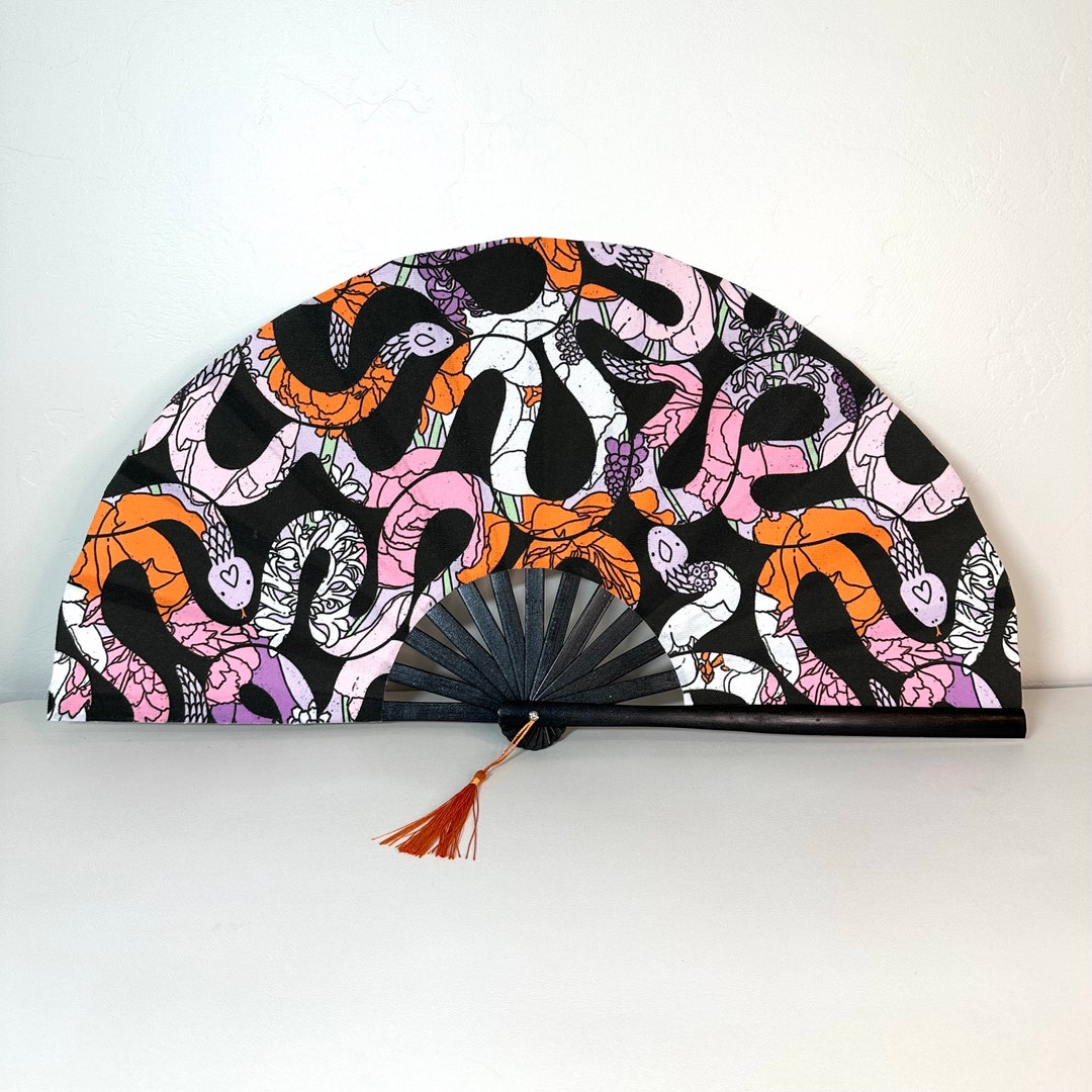 Floral Scales Fan / Large Fan / Rave Accessories / Hand Fan / Rave Hand ...