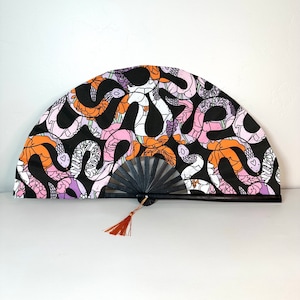 Floral Scales Fan / Large Fan / Rave Accessories / Hand Fan / Rave Hand Fan / Clacking Fan / EDM / Festival Rave Fan / Rave Fan / Unique Fan