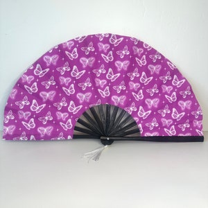 Y2K Butterflies Fan / Large Fan / Rave Accessories / Hand Fan / Rave Hand Fan / Clacking Fan / EDM / Festival Rave Fan / Rave Fan /