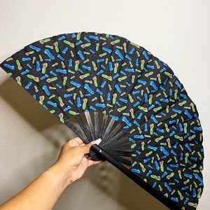 Large Fan / Rave Accessories / Hand Fan / Rave Hand Fan / Clacking Fan / EDM / Festival Rave Fan / Rave Fan / Handmade