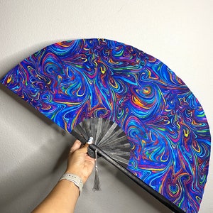 Timeless Waves Fan / Large Fan / Rave Accessories / Hand Fan / Rave Hand Fan / EDM / Festival Rave Fan / Fans To Make Her Dance