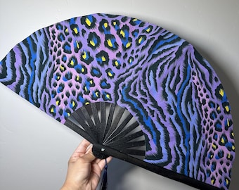 Wild Side Fan / Animal Print Fan / Rave Accessoires / Handfächer / Rave Handfächer / Lepard Print / Festival Rave Fächer / Fans To Make Her Dance