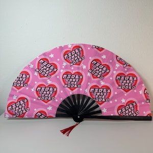 Girls Rule The World Fan / Large Fan / Rave Accessories / Hand Fan / Rave Hand Fan / EDM / Festival Rave Fan / Fans To Make Her Dance