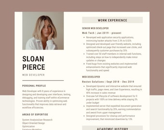 Currículo Profissional e Carta de Apresentação | Canva | Modelo de currículo/CV | Modelo com foto | Currículo / CV para download instantâneo | "Currículo Sloan"