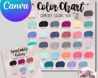 Youth Comfort Colors 9018 Color Chart: Editable Canva Template (Digital Download)