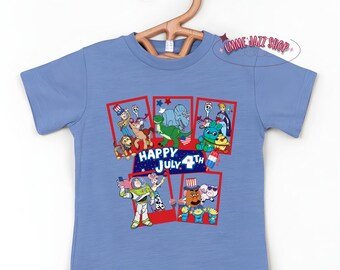 Toy Story-shirt voor peuters 4 juli – Patriotic Woody & Buzz-T-shirt, Independence Day-peuter-T-shirt, topje met schattige Toy Story-afbeelding, topjes Amerika