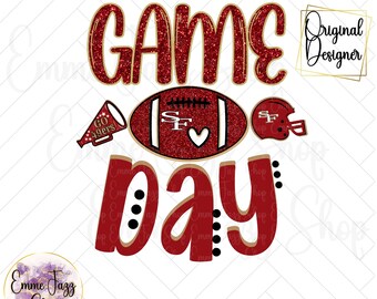 49ers Game Day PNG: Glitzer Fußball Trikot Design (Digitaler Download)