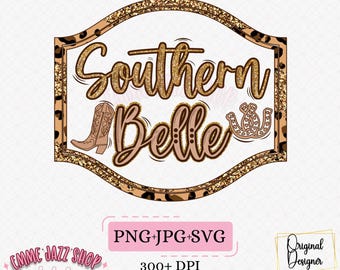 Leopard Cowgirl Southern Belle PNG: Country Design (Digital Download)