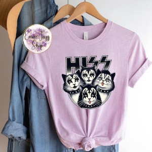 Hiss Kiss Rock Tshirt for Women Cat Tshirt for Adults Funny Cat shirt Cat lady shirt Band tshirt Unisex style shirt Multiple color options