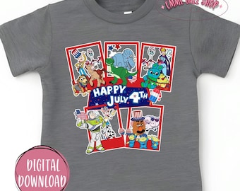 4. Juli Toy Story PNG - Woody und Buzz Download, rot, weißes und blaues Kinder-Shirt-Design, Toy Story 4. Juli PNG