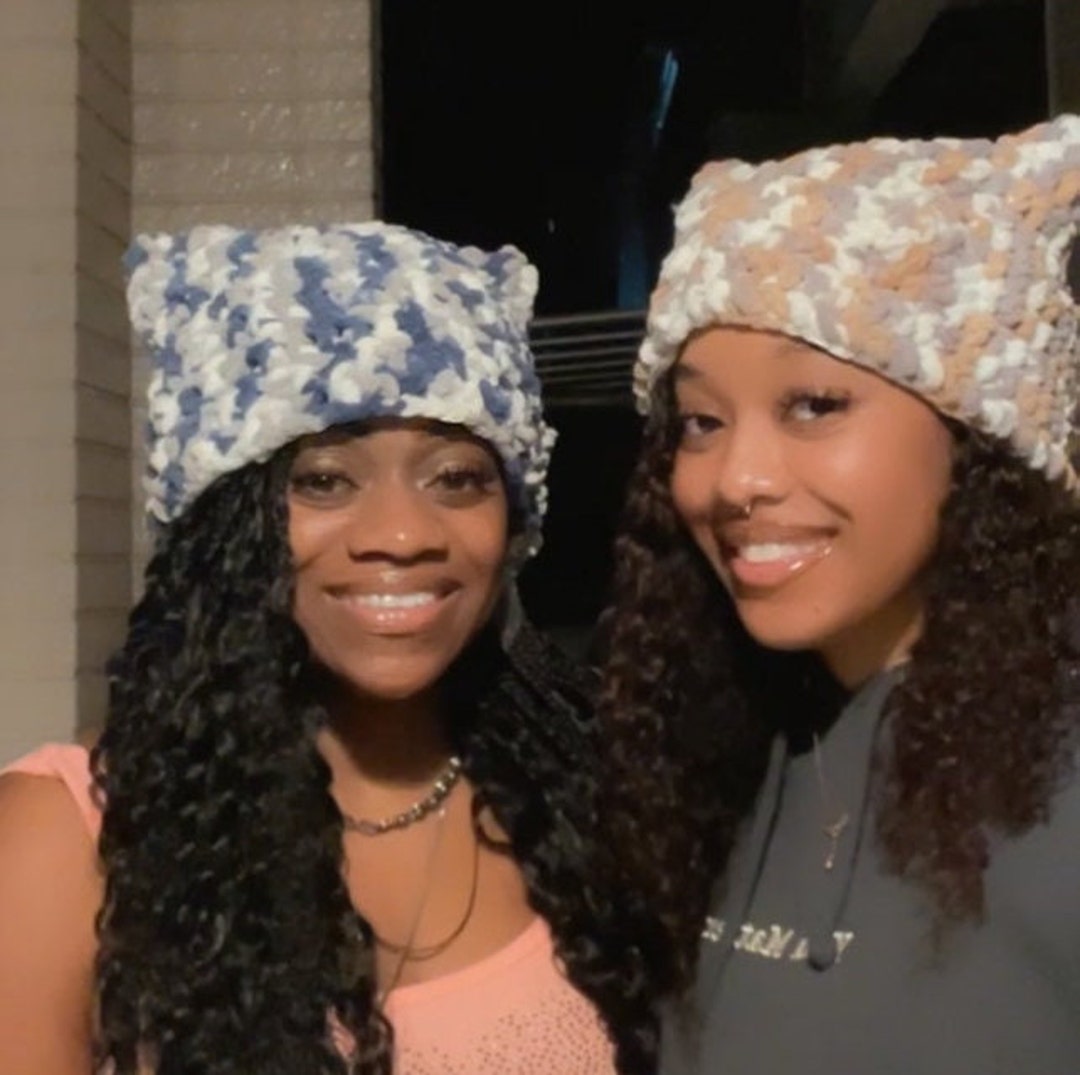 Fluffy Cat Beanie | Chunky Crochet Cat Hat | Soft Cozy Cat Ear Hat ...