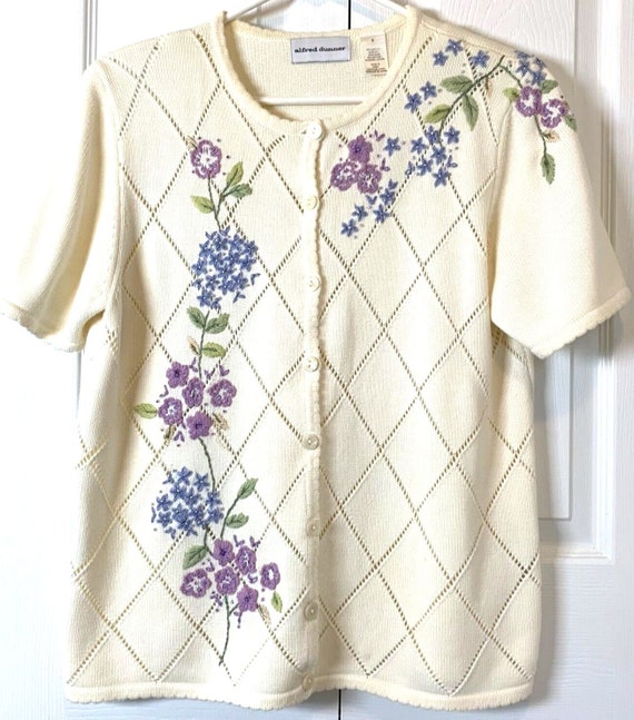 Alfred Dunner Button Up Cardigan Sweater Embroide… - image 1