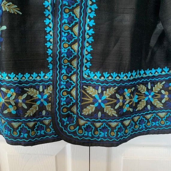 VTG Norm Thompson 100% Silk Jacket Embroidered Op… - image 5