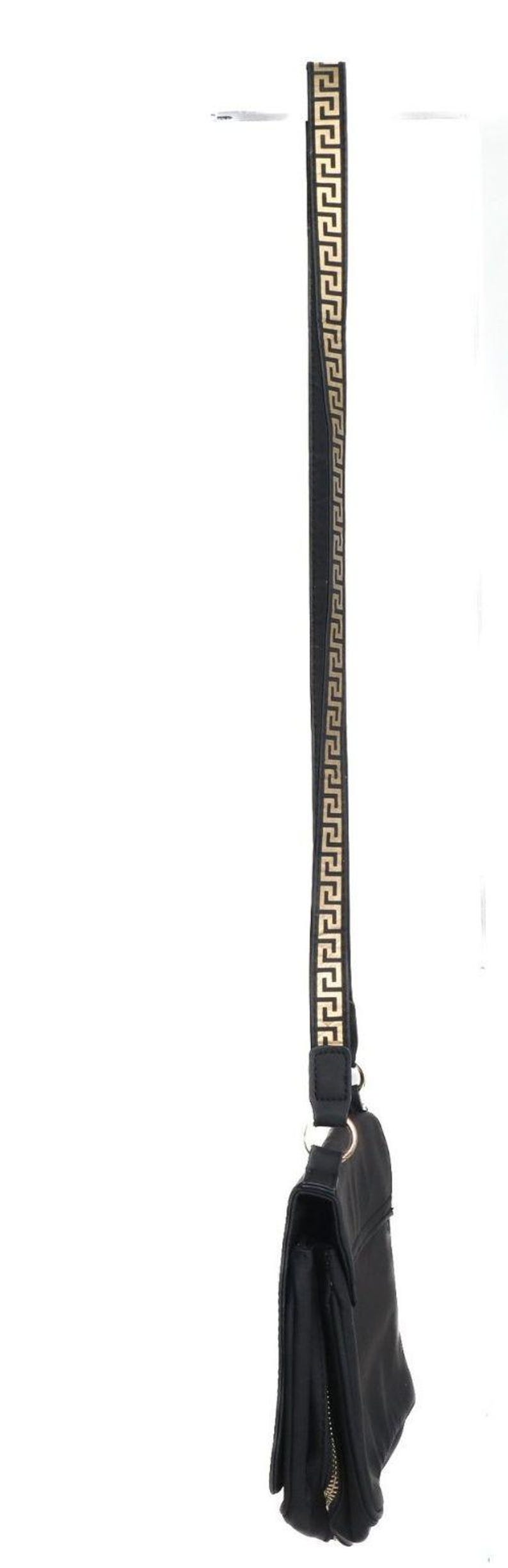 Versace Parfums Black Matte & Gold Greek Key Strap Crossbody Flap Bag Club Night image 6