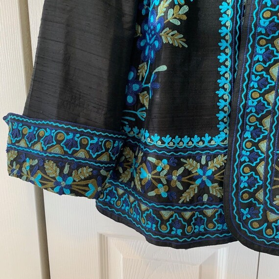 VTG Norm Thompson 100% Silk Jacket Embroidered Op… - image 3