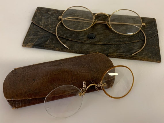 Lot of Two Antique Eyeglasses with Cases One Mark… - image 5