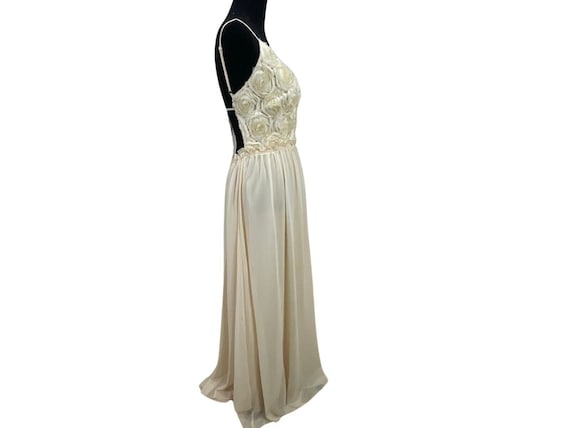 Soieblu Ivory Gown Size L Rose Bodice Open Tie Ba… - image 3